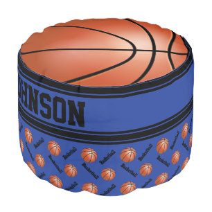 Basketball Dark Blue Sport Pattern Pouf