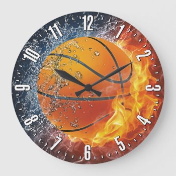 Basketball Decorative Wall Large Clock by NiceTiming at Zazzle