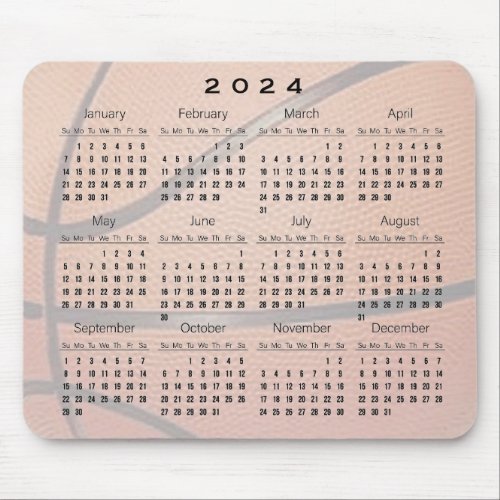 Basketball Design 2024 Calendar Mousepad