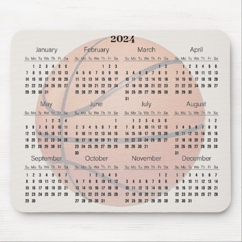 Basketball Design 2024 CalendarMousePad Mouse Pad