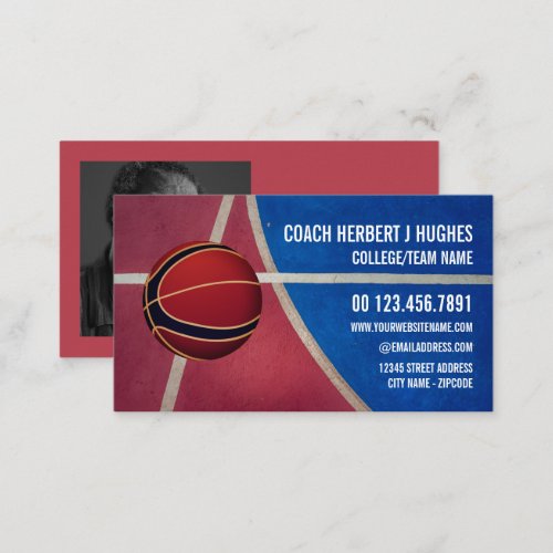 Basketball Design Basketball Player Coach Photo Business Card