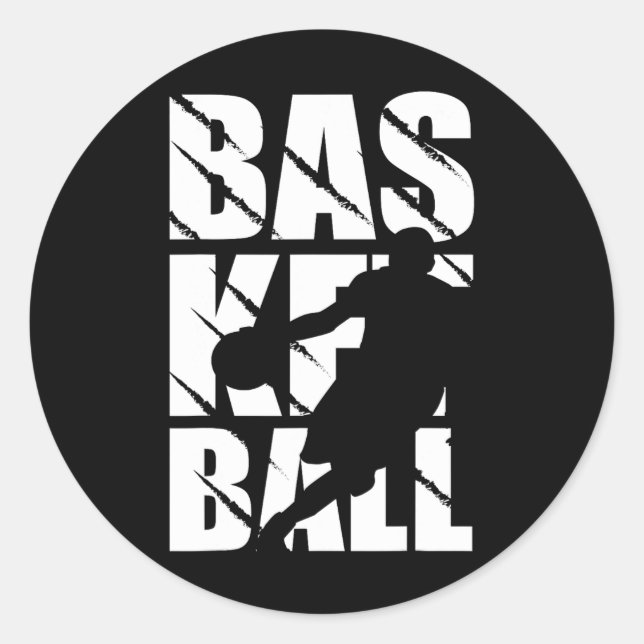 Basketball design for basketball player and basket classic round sticker (Front)
