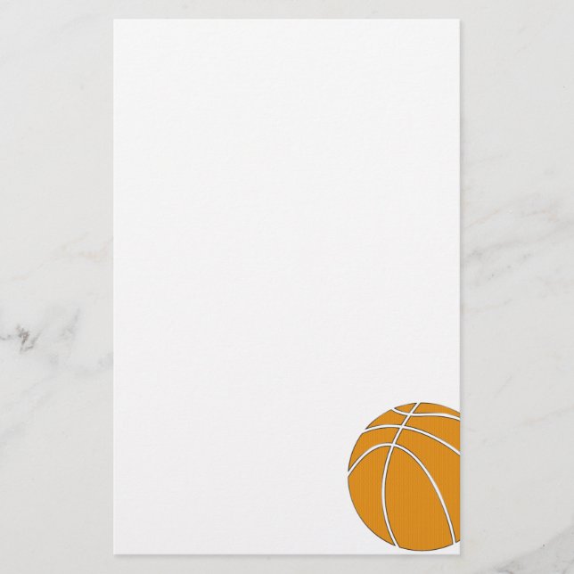 Basketball Design in Traditional Orange and Gray Stationery (Front)