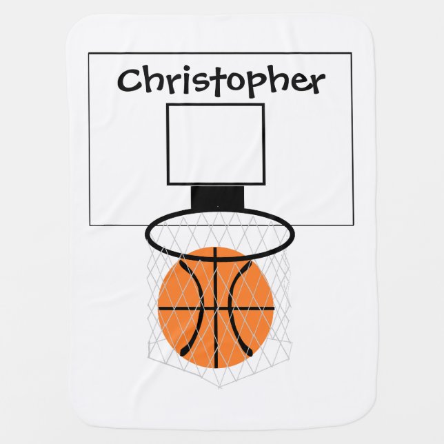 Basketball Design Just Add Name Receiving Blanket (Front)