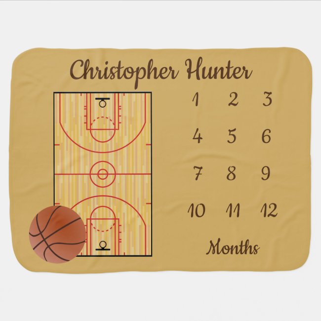 Basketball Design Monthly Milestone Blanket