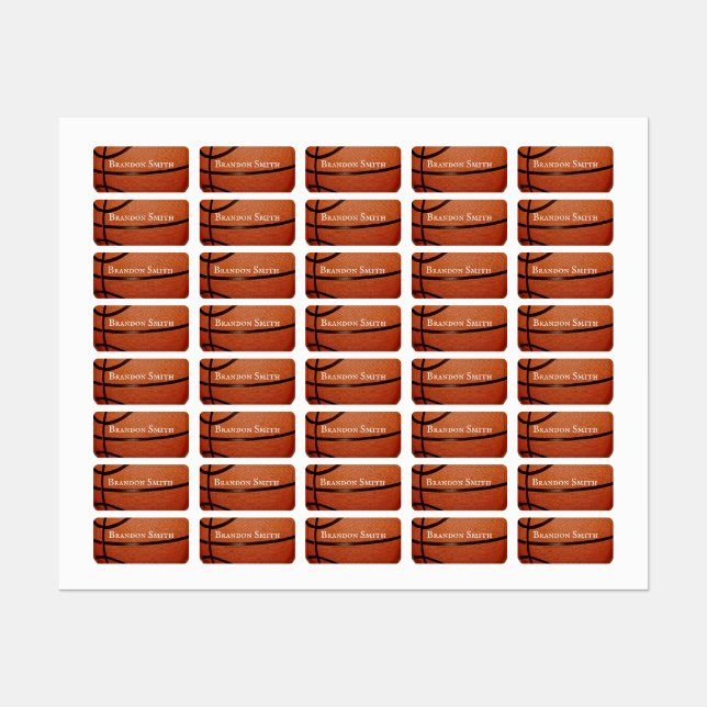 Basketball Design Name Tags Labels (Sheet)