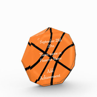 Basketball Design Personalised Acrylic Award