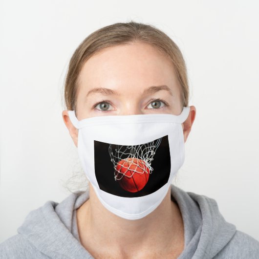 Basketball Digital Painting Sports Art White Cotton Face Mask (Worn)