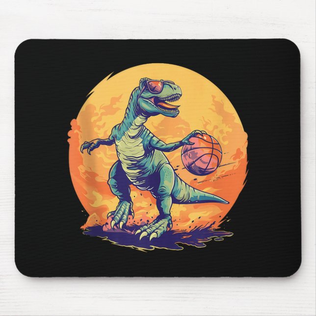 Basketball Dino T-rex Drawing Basketball Player Ar Mouse Pad (Front)