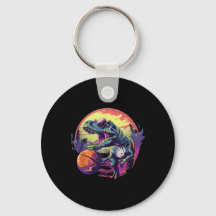 Basketball Dino T-rex Drawing Basketball Player Na Keychain