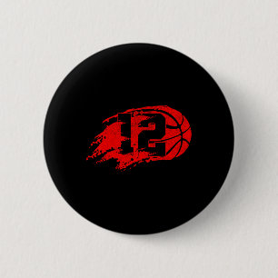 Basketball Distressed 12th 12 Year Old Birthday Pa Button