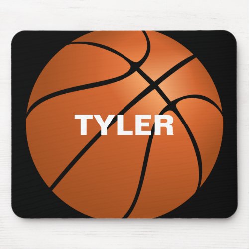 Basketball DIY Name in White Black Mouse Pad