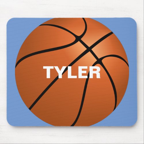 Basketball DIY Name in White Blue Mouse Pad