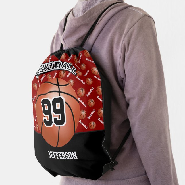 Basketball | DIY Text | DIY Background Color Drawstring Bag (Insitu)