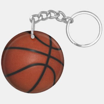 Basketball Double-sided Round Key Chain by JeffTaylorDesign at Zazzle