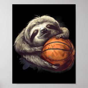 Basketball Drawing Basketball Lover Bball Sloth Ar Poster