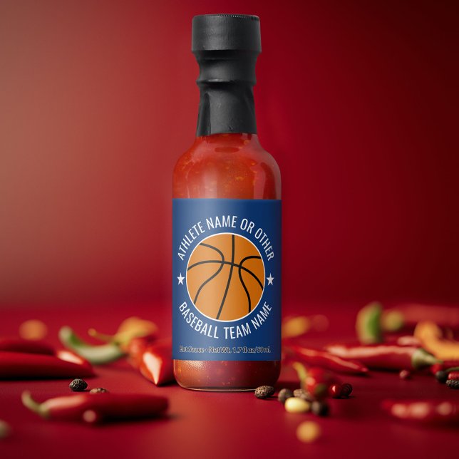 Basketball Drawing - Team and Athlete Name modern Hot Sauces (Custom Hot Sauce)