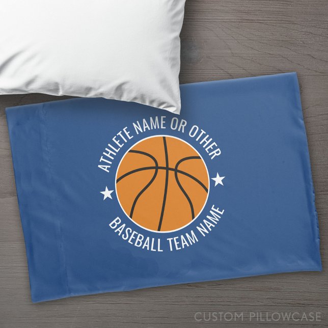 Basketball Drawing - Team and Athlete Name modern Pillow Case (Custom Pillowcase)