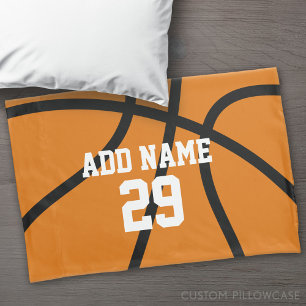 Basketball Drawing with Sports Name and Number Pillow Case