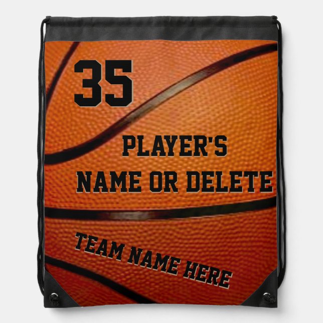 Basketball Drawstring Backpack Bags, 3 Text Boxes (Front)