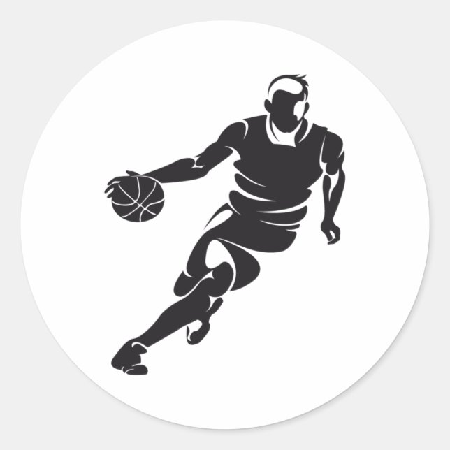 Basketball Dribbling  Classic Round Sticker (Front)
