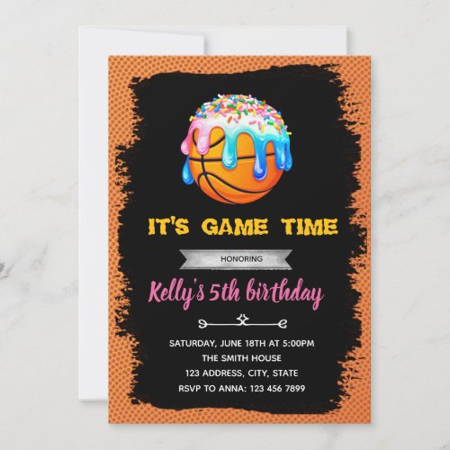 Basketball Drip Birthday Invitation 