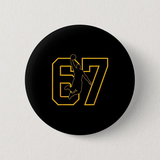 Basketball Drip Number 67 Basketball Player  Button (Front)