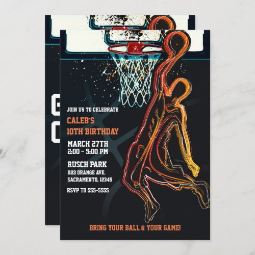 Basketball Dunk Jump Shot Birthday Party Invitation