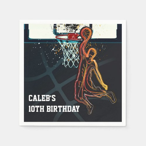 Basketball Dunk Jump Shot Birthday Party Napkins