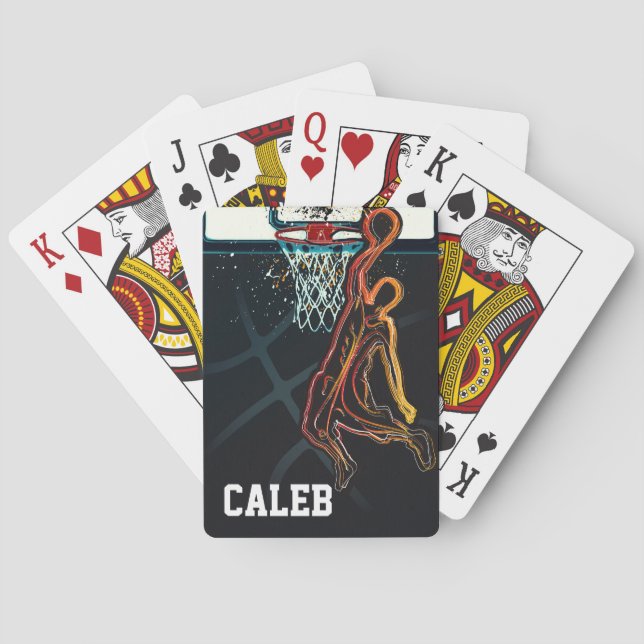 Basketball Dunk Jump Shot Modern Urban Cool Custom Poker Cards (Back)