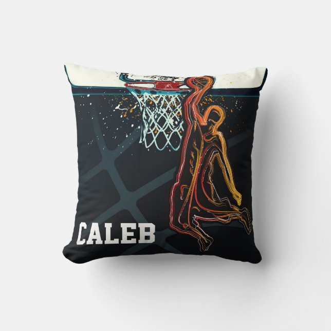 Basketball Dunk Jump Shot Modern Urban Cool Throw Pillow (Front)