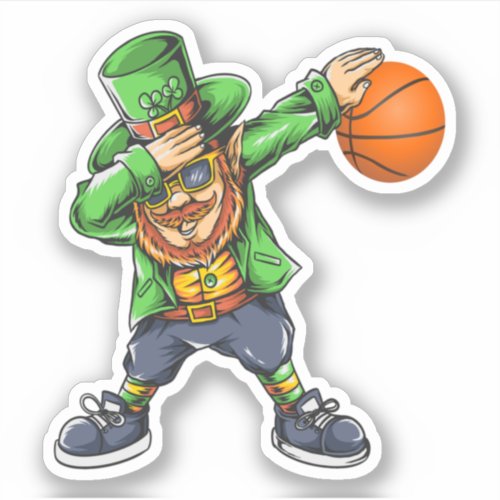 Basketball Dunk St Patricks Day Leprechaun Sports Sticker