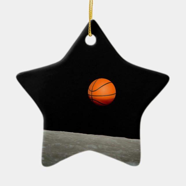 basketball earth from moon space universe ceramic ornament (Front)