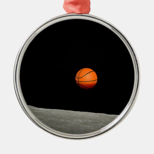 basketball earth from moon space universe metal ornament