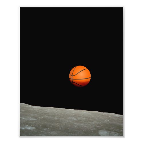 basketball earth from moon space universe photo print