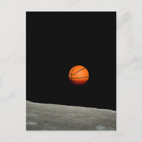 basketball earth from moon space universe postcard