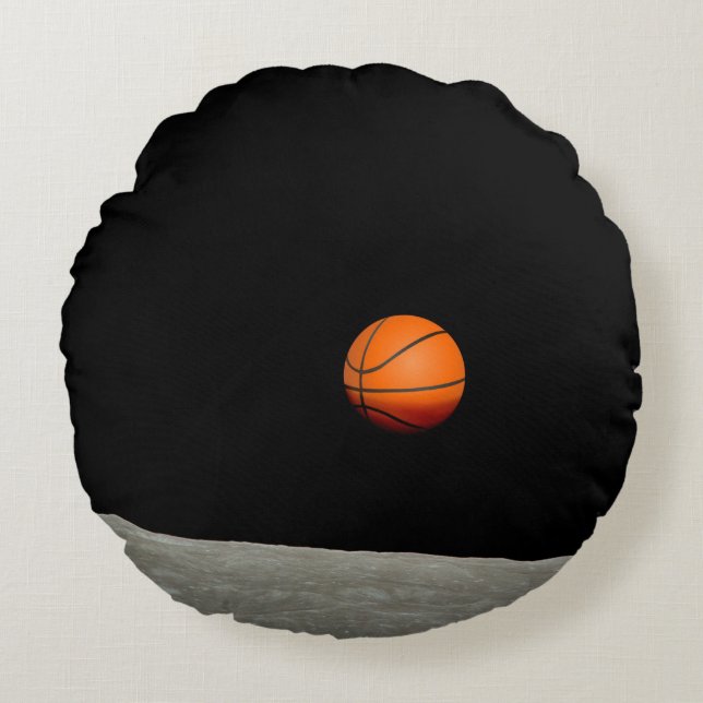 basketball earth from moon space universe round pillow (Front)