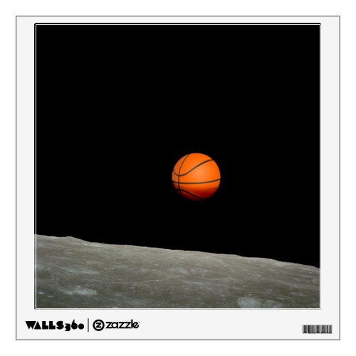 basketball earth from moon space universe wall decal