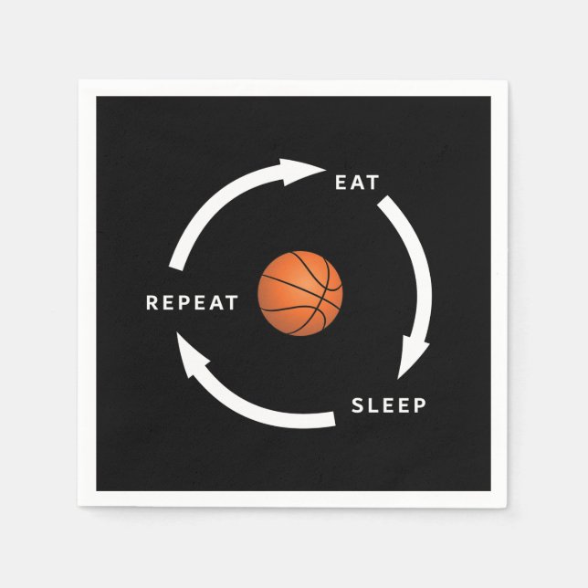Basketball Eat Sleep Repeat Sports Fan Saying Napkins (Front)