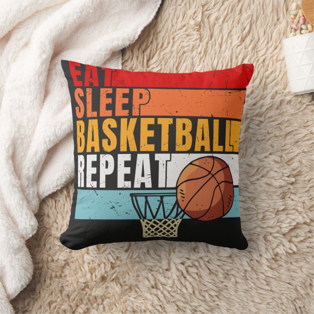 Basketball  Eat Sleep Repeat   Throw Pillow (Blanket)