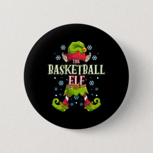 Basketball Elf Matching Family Group Christmas Par Button