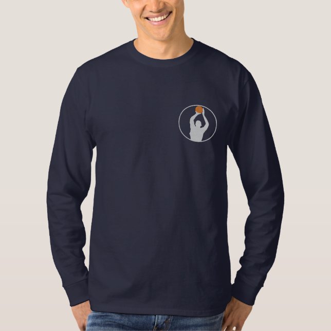 Basketball Embroidered Long Sleeve T-Shirt (Front)