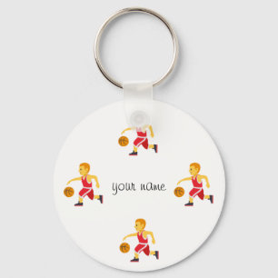 Basketball Emoji and '' Your Name Here " Keychain
