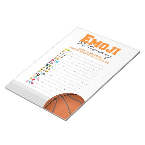 Basketball Emoji Pictionary Baby Shower Game Pack Notepad