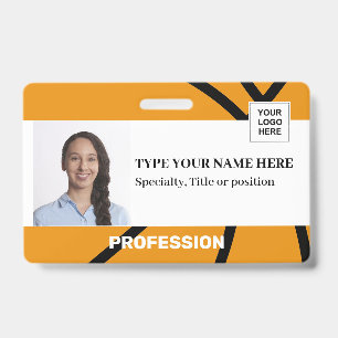 Basketball Employee Photo, bar code, logo Badge