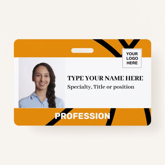 Basketball | Employee | Photo, bar code, logo Badge (Front)