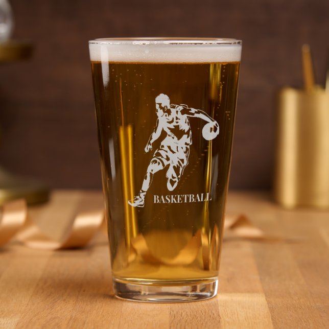 Basketball Etched Beer Glass  (Party)