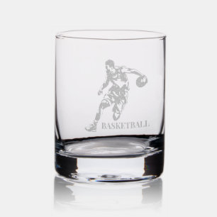 Basketball Etched Whiskey Glass 