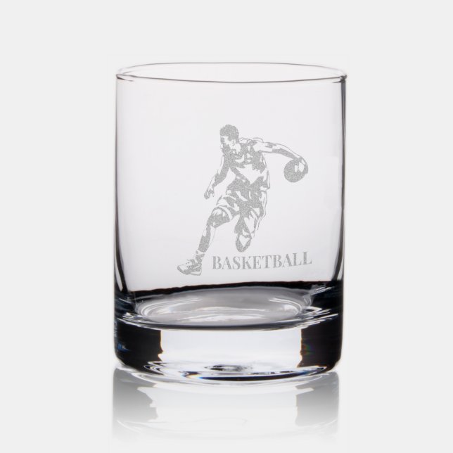 Basketball Etched Whiskey Glass  (Glassware)