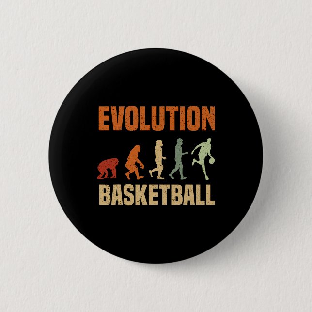 Basketball Evolution From Monkey To Men BBall Love Button (Front)